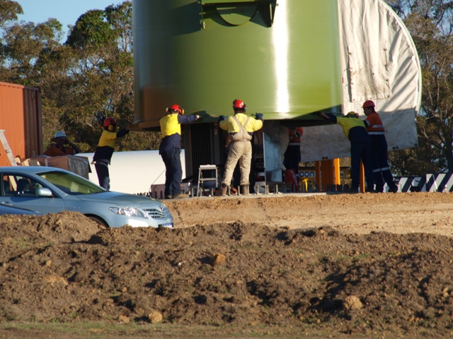 Delivering reinforcing steel for two turbine foundations.