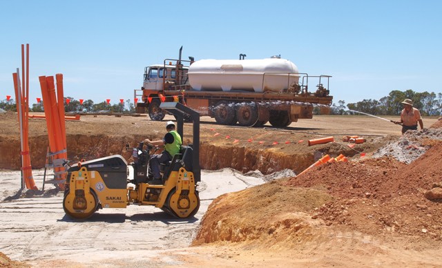 Rolling the soil replacement.